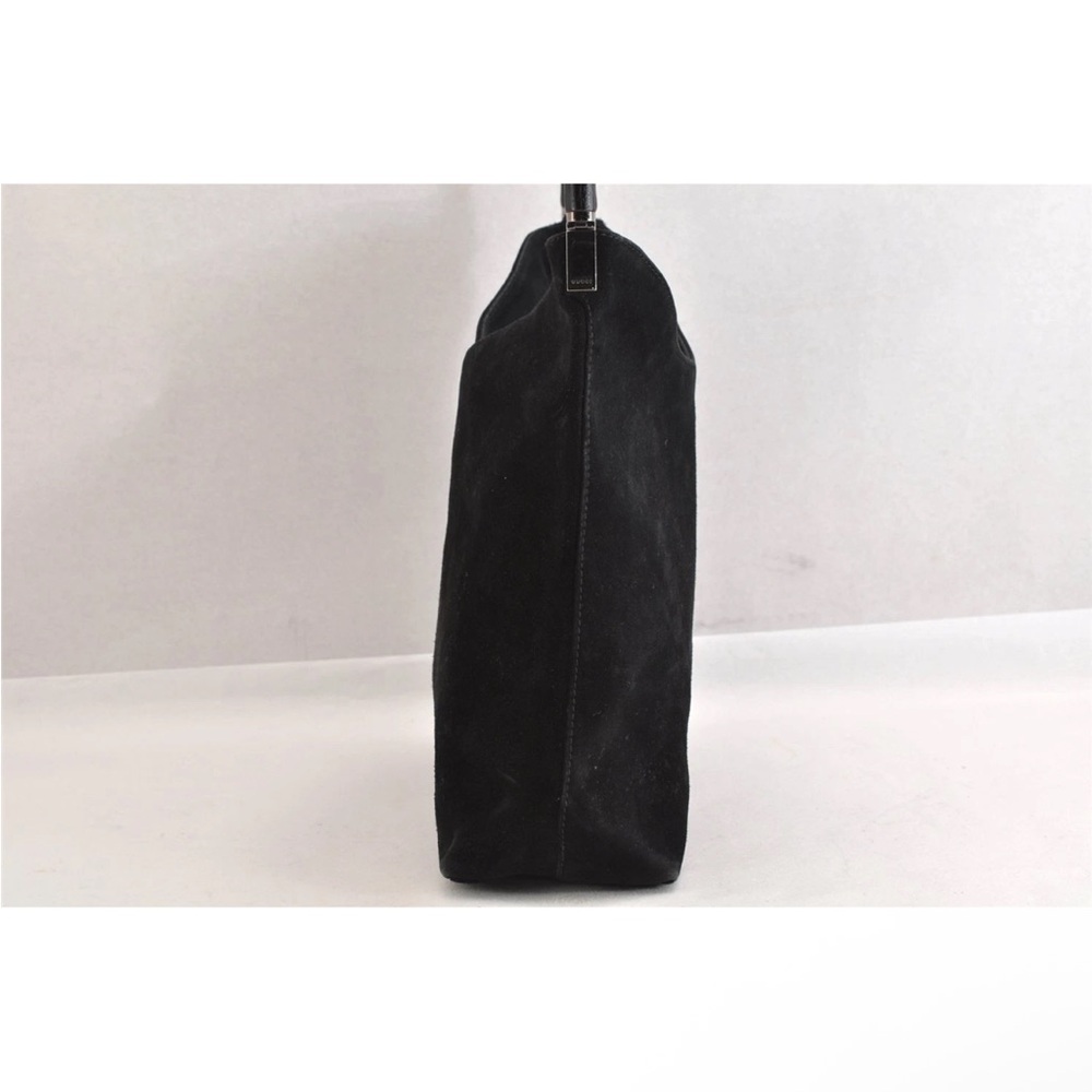 Gucci Black Suede Bamboo Handbag EUC - Picture 5 of 10